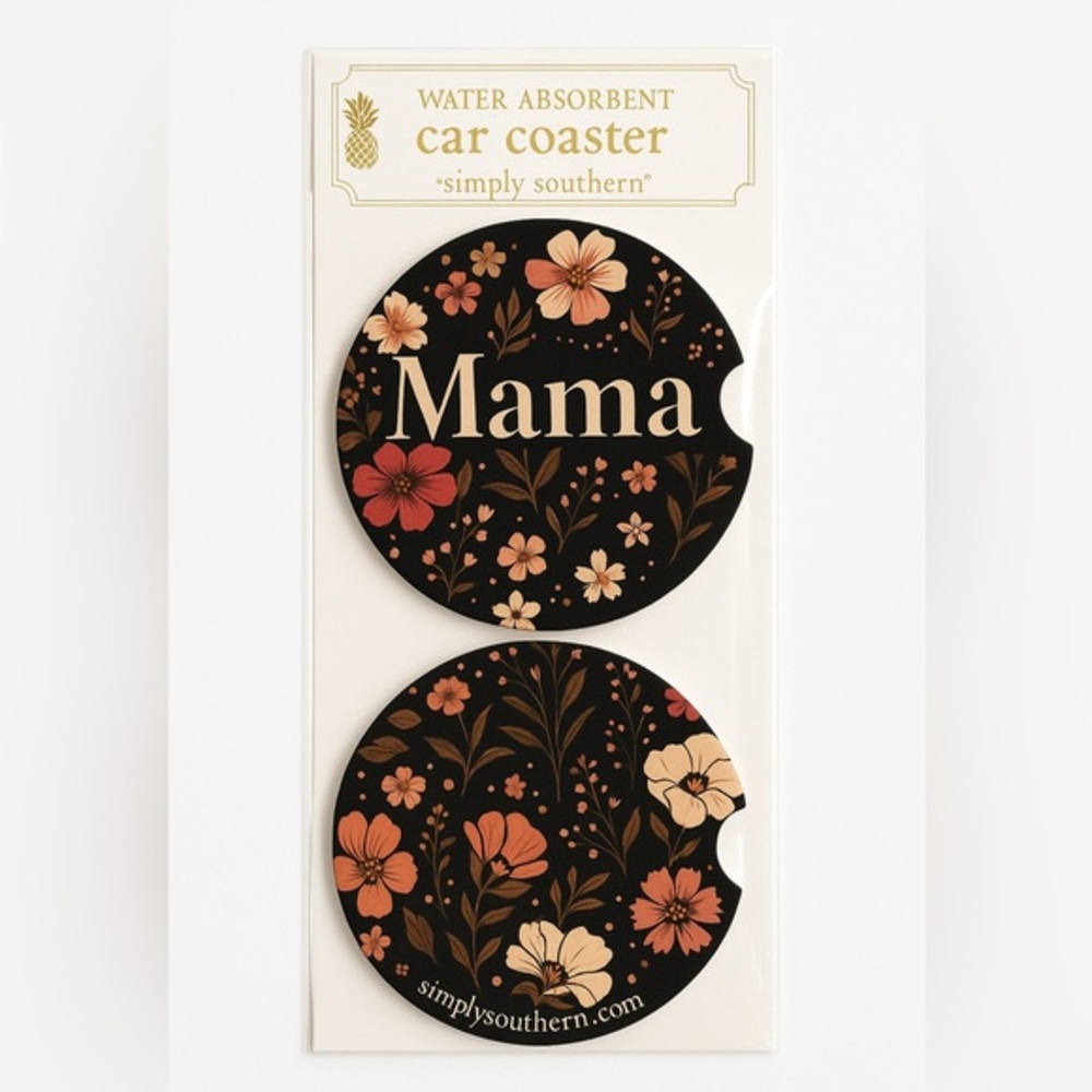 Mama Absorbent Car Coaster Simply Southern Floral Cup Holder Set of 2